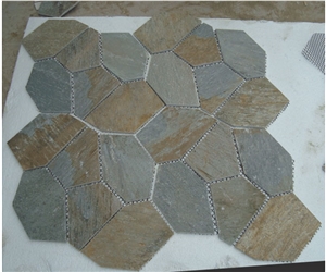 China Rustic Slate Random Flagstone Pavers for Road /Beige Slate Irregular Flagstones for Exterior Stone Floor Paving