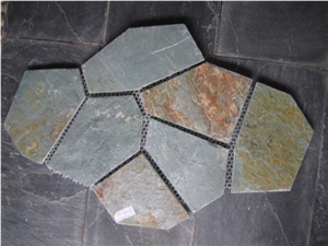 China Rustic Slate Random Flagstone Pavers for Road /Beige Slate Irregular Flagstones for Exterior Stone Floor Paving