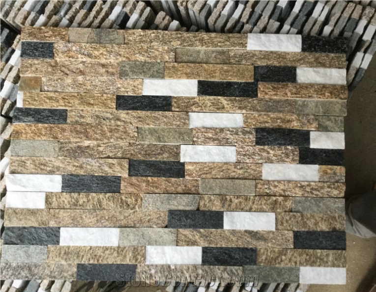 Yellow Quartzite Cultured Stone Wall Cladding ,Good Price Rough Cultured Stone Supplier