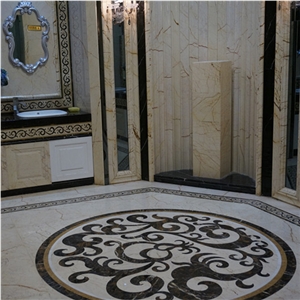 1200*1200mm Size Sea Wave Pattern Composite Waterjet Floor Medallion