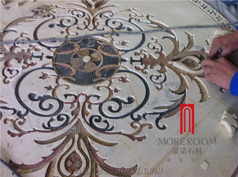 Big Size Marble Medallion Coin with Box Waterjet Medallion Tile Foyer Medallion Floor