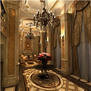 Big Size Marble Medallion Coin with Box Waterjet Medallion Tile Foyer Medallion Floor