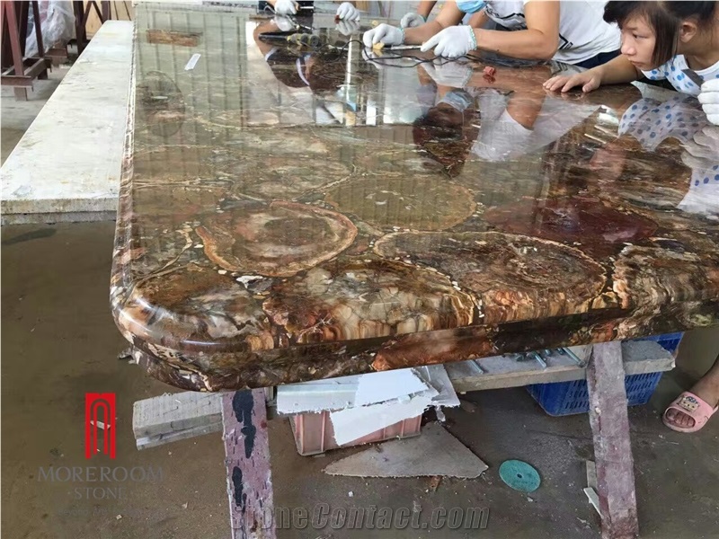 Blue Semiprecious Stone Counter Top Design, Semi Precious Table Tops