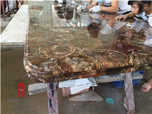 Blue Semiprecious Stone Counter Top Design, Semi Precious Table Tops