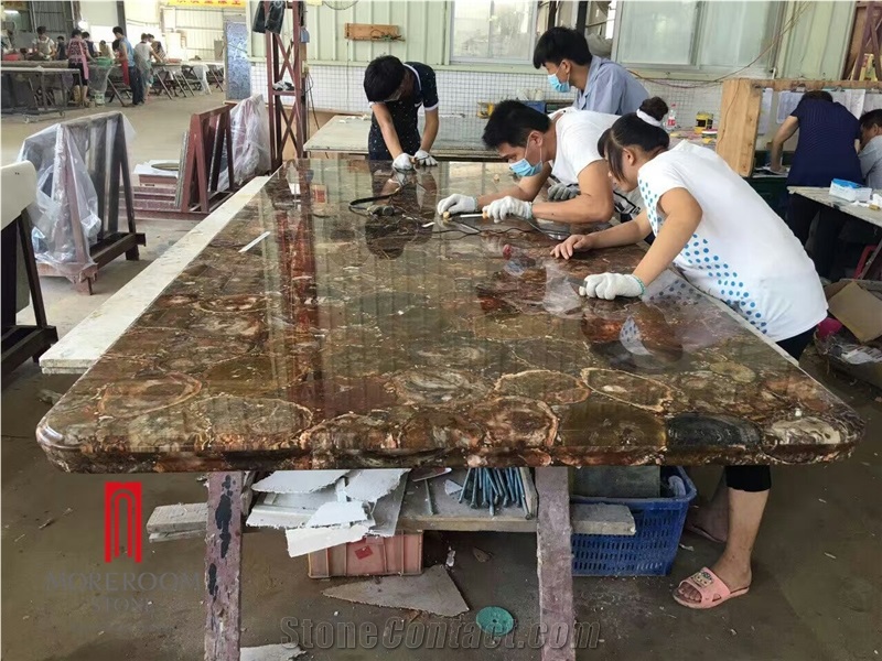 Blue Semiprecious Stone Counter Top Design, Semi Precious Table Tops