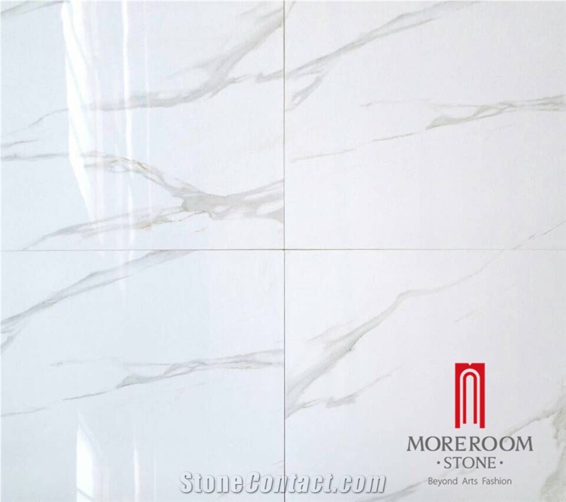 Calacatta Gold Marble Look Polished Porcelain Tile for Floor