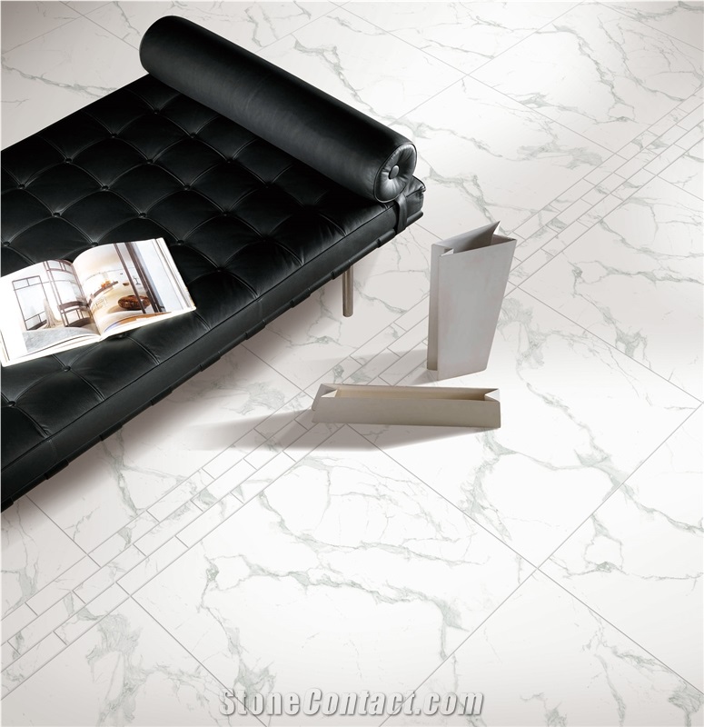 Calacatta Gold Marble Look Porcelain Tile for Wall and Floor Decoration