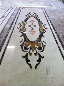 Chinese Style Small Size Rectangle Waterjet Medallion Foyer Medallion Floor Tile