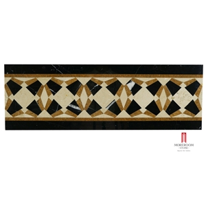 Crema Marfil Mabrle Floor Border Water-Jet Design