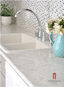 Italy Grade a Bianco Carrara White Marble Kitchen Counter Top Design