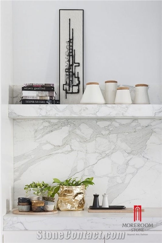 Italy Grade a Bianco Carrara White Marble Kitchen Counter Top Design