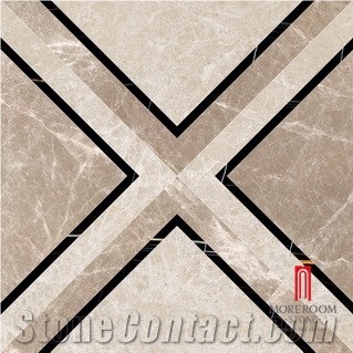 Modern Style Waterjet Patterns Porcelain Tile Flooring for Living Room