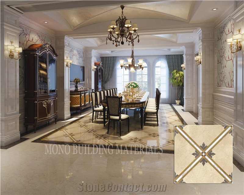 Modern Style Waterjet Patterns Porcelain Tile Flooring for Living Room
