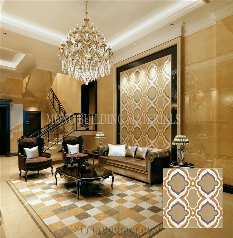 Modern Style Waterjet Polished Surface Ceramic Tile Backsplash