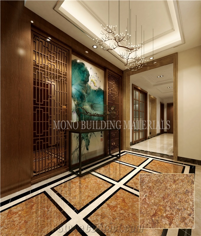 Porcelain Tile Looks Like Gold Imperial Marble for Wall and Floor