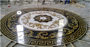 Two Circle Pattern Waterjet Coin Medallion Tile Foyer Medallion Floor