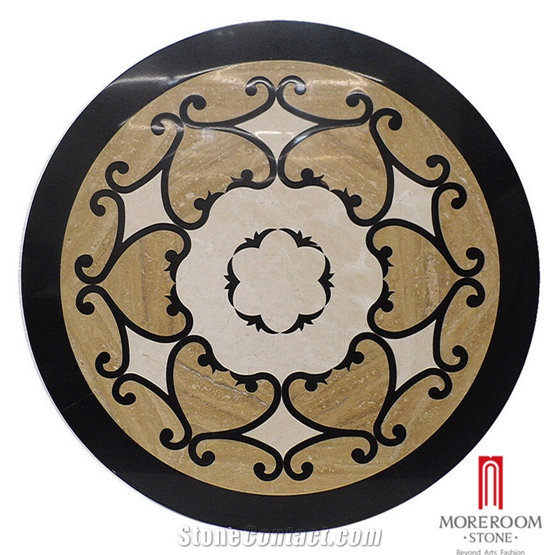 Two Circle Pattern Waterjet Coin Medallion Tile Foyer Medallion Floor