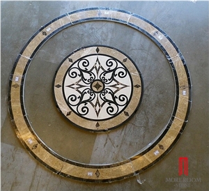 Two Circle Pattern Waterjet Coin Medallion Tile Foyer Medallion Floor