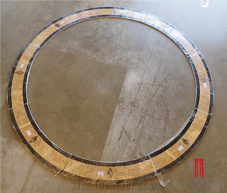 Two Circle Pattern Waterjet Coin Medallion Tile Foyer Medallion Floor