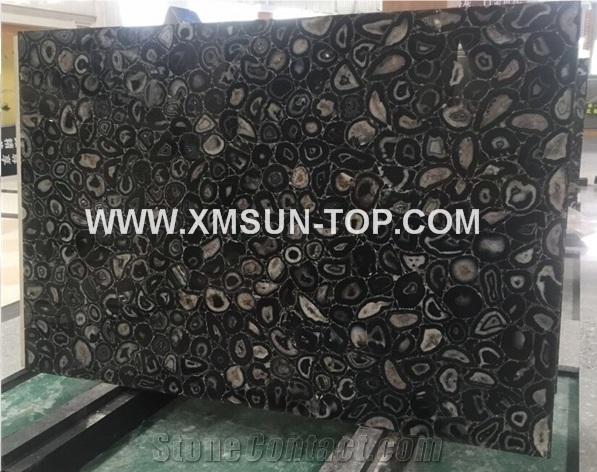 Black Agate Semiprecious Stone Wall Tile/Black Semi Precious Stone Walling/Black Building Stone/Interior Decoration/ Wall Tile for Hotel& Villa
