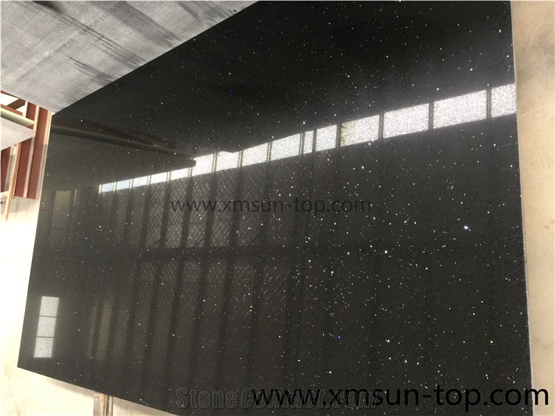 Black Grain Quartz Kitchen Countertop, Artificial Quartz Tops, Engineered Quartz Stone Countertop, Black Sparkle, Fabrication&Island Top&Bench Top&Custom Countertops