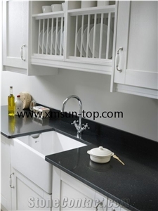 Black Grain Quartz Kitchen Countertop, Artificial Quartz Tops, Engineered Quartz Stone Countertop, Black Sparkle, Fabrication&Island Top&Bench Top&Custom Countertops