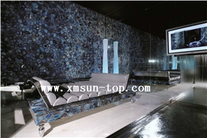 Blue Semi-Precious Stone Interior Walling/Agate Stone Walling/Multicolor Semi Precious Stone/Home Decoration/Building Stones/Polished Stone/Colorful Interior Stone/Blue Natural Stone Wall Tile