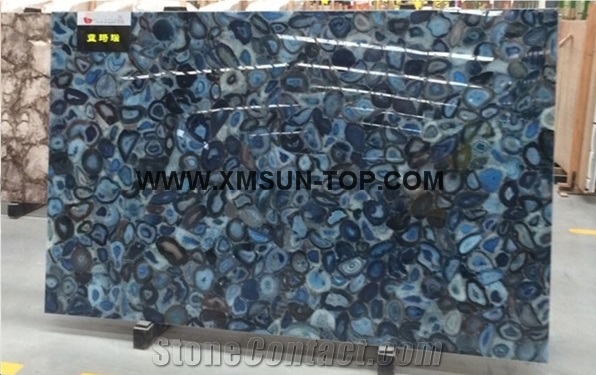 Blue Semi-Precious Stone Interior Walling/Agate Stone Walling/Multicolor Semi Precious Stone/Home Decoration/Building Stones/Polished Stone/Colorful Interior Stone/Blue Natural Stone Wall Tile