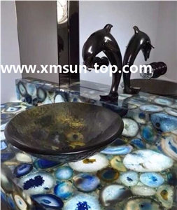 Blue Semiprecious Bathroom Countertops/ Semi Precious Vanity Tops/Custom Vanity Tops/Bathroom Vanity Tops/Engineered Stone Bathroom/Interior Decoration