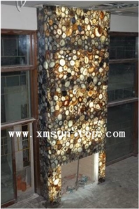 Bronw Semi-Precious Stone Interior Walling/Agate Stone Walling/Multicolor Semi Precious Stone/Home Decoration/Building Stones/Polished Stone/Colorful Interior Stone/Brown Natural Stone Wall Tile