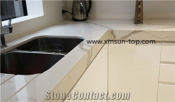 Calacatta Quartz Kitchen Countertop, Quartz Tops, Engineered Quartz Stone Countertop, Calacatus Quartz Stone, Fabrication&Island Top&Bench Top&Custom Countertops