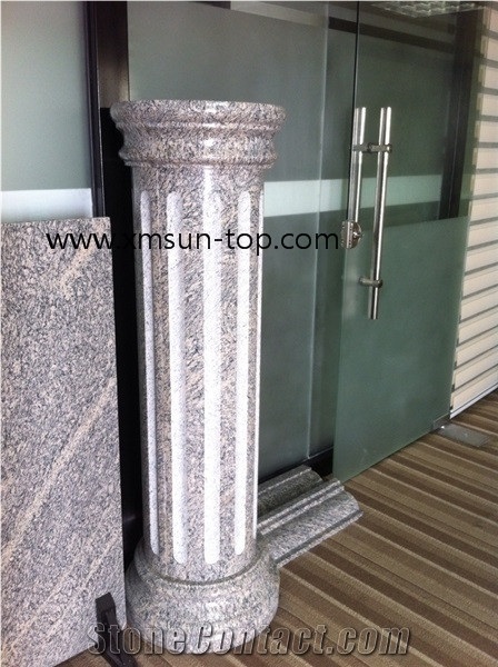 China Juparana Grey Granite Column, G261 Granite Sculptured Column, China Juparana Granite Stone Column, Architectural Columns, China Juparana Granite Pillar