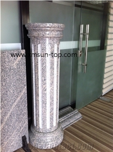 China Juparana Grey Granite Column, G261 Granite Sculptured Column, China Juparana Granite Stone Column, Architectural Columns, China Juparana Granite Pillar