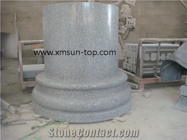 Chinese G439 Granite Column, Big Flower White Architectural Columns, G439 Granite Column Base, Polished Pedestal Columns, Granite Pillar