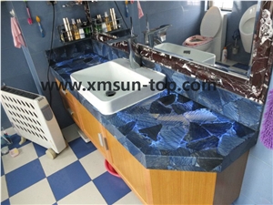 Dark Blue Semiprecious Bath Tops/Semi Precious Vanity Tops/Custom Vanity Tops/Bathroom Vanity Tops/Engineered Stone Bathroom/Interior Decoration/Bathroom Countertops
