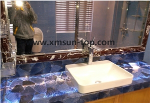 Dark Blue Semiprecious Bath Tops/Semi Precious Vanity Tops/Custom Vanity Tops/Bathroom Vanity Tops/Engineered Stone Bathroom/Interior Decoration/Bathroom Countertops