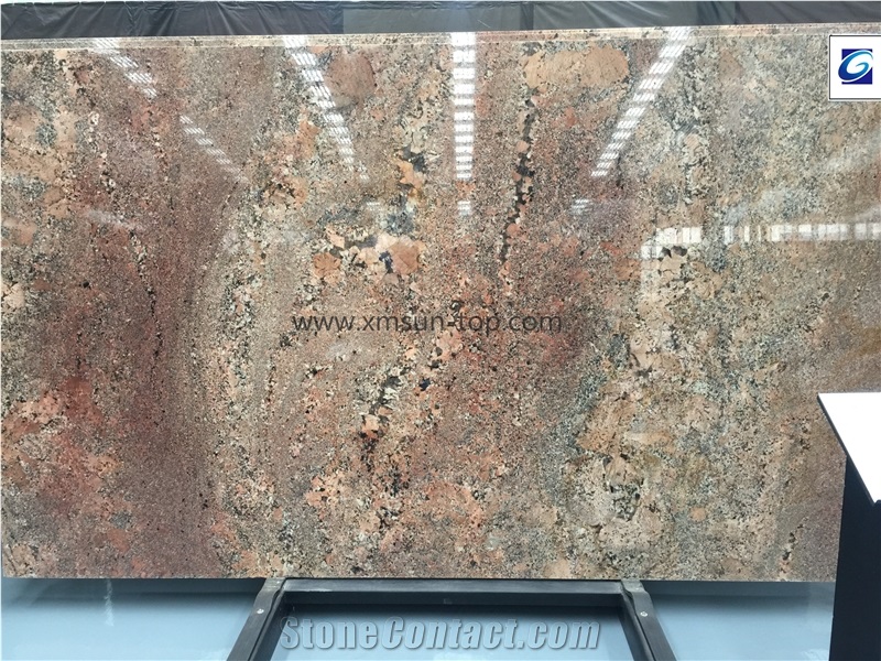 Four Seasons Granite Slab, Crema Bordeaux Granite, Golden Four Seasons, Gold Granite Polished Slabs & Tiles for Wall & Floor Covering, Interior Decoration