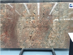 Four Seasons Granite Slab, Crema Bordeaux Granite, Golden Four Seasons, Gold Granite Polished Slabs & Tiles for Wall & Floor Covering, Interior Decoration