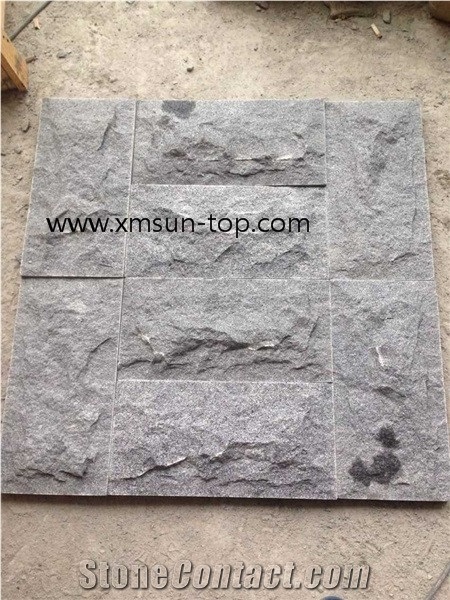 G654 Granite Mushroom Stones, Dark Grey Mushroom Tiles, Split Stones, Mushroom Wall Cladding, China Impala Black Mushroom Stone, Nero Impala China, Granite Mushroom Wall Covering