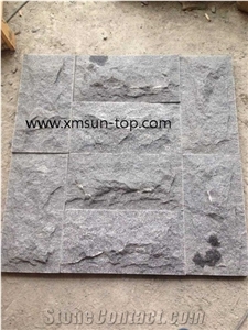 G654 Granite Mushroom Stones, Dark Grey Mushroom Tiles, Split Stones, Mushroom Wall Cladding, China Impala Black Mushroom Stone, Nero Impala China, Granite Mushroom Wall Covering