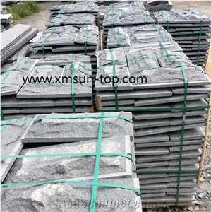 G654 Granite Mushroom Stones, Dark Grey Mushroom Tiles, Split Stones, Mushroom Wall Cladding, China Impala Black Mushroom Stone, Nero Impala China, Granite Mushroom Wall Covering
