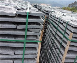 G654 Granite Mushroom Stones, Dark Grey Mushroom Tiles, Split Stones, Mushroom Wall Cladding, China Impala Black Mushroom Stone, Nero Impala China, Granite Mushroom Wall Covering