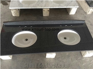 G654 Granite Stone Bathroom Top, Custom Vanity Tops, Padang Black Bath Tops, China Impala Bathroom Vanity Tops