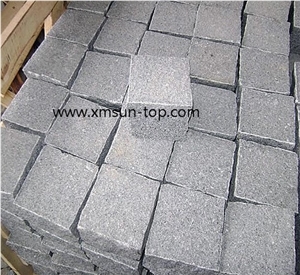 G654 Grey Granite Cube Stone, China Impala Granite Cobble Stone, Padang Dark Granite Paving Stone, G654 Dark Grey Cube Stone