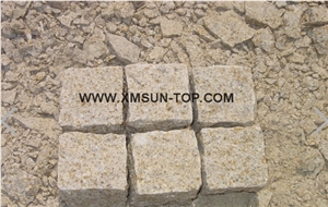 G682 Cube Stone/Rusty Yellow Granite Cobble Stone/Desert Gold Granite Paving Sets/Gold Leaf China Granite Floor Covering/Golden Cristal Courtyard Road Pavers