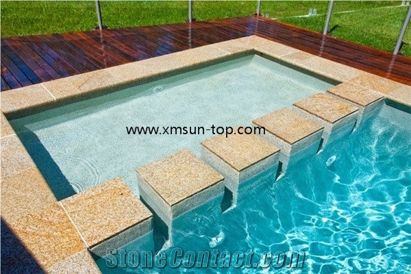 G682 Granite Pool Coping, Golden Granite Pool Coping Tiles, Rust Yellow, Sunset Gold Paving Tiles, Cut to Size, Giallo Yellow Pool Pavers, Swimming Pool