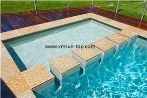 G682 Granite Pool Coping, Golden Granite Pool Coping Tiles, Rust Yellow, Sunset Gold Paving Tiles, Cut to Size, Giallo Yellow Pool Pavers, Swimming Pool