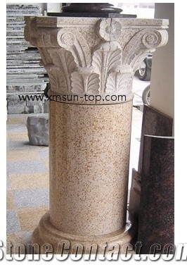 G682 Yellow Granite Column Body & Base, Sunset Gold Granite Column, Rusty Yellow Granite Pillar, Golden Granite, Architectural Columns