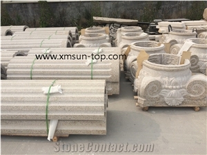G682 Yellow Granite Column Body & Base, Sunset Gold Granite Column, Rusty Yellow Granite Pillar, Golden Granite, Architectural Columns