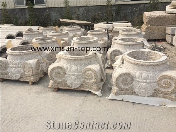 G682 Yellow Granite Column Body & Base, Sunset Gold Granite Column, Rusty Yellow Granite Pillar, Golden Granite, Architectural Columns